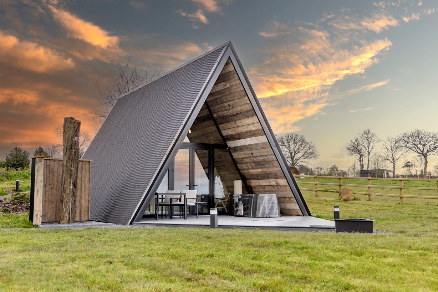 The Tri-Pod A-frame at golden hour, Pantcefn